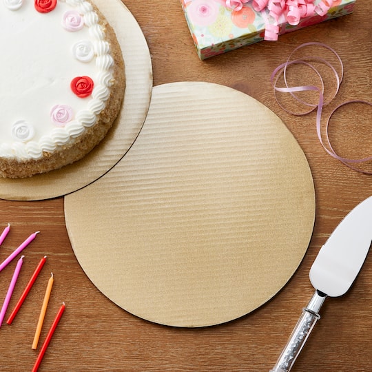 6 Packs: 3 ct. (18 total) 12" Gold Glitter Round Cake Boards by Makery®